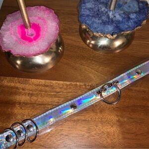 Holographic / Iridescent Silver Choker Necklace